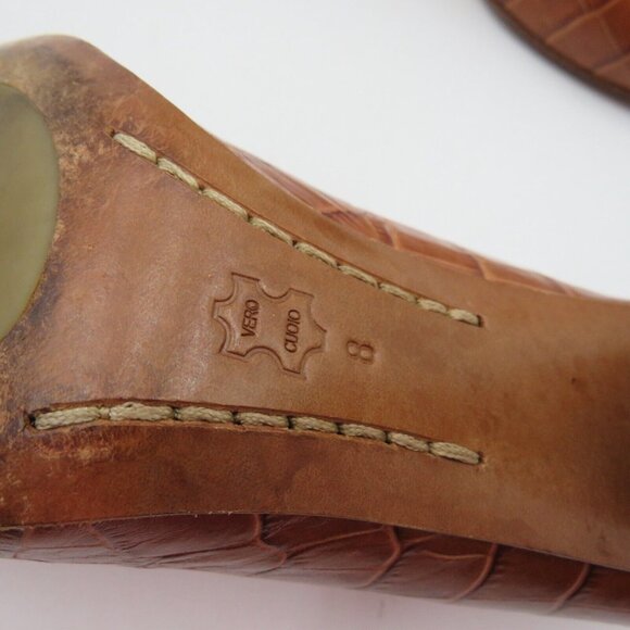 Michael Kors Womens Size 8 Brown Leather Pumps Closed Toe 4" Heel Reptile Look - Picture 6 of 11